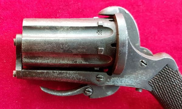 X X X SOLD X X X  English 6 shot Pepperbox 5mm Pin-fire Revolver. Circa 1865. Ref 1811.